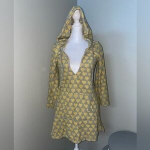 Juicy Couture Yellow and Gray Hooded Swim Coverup